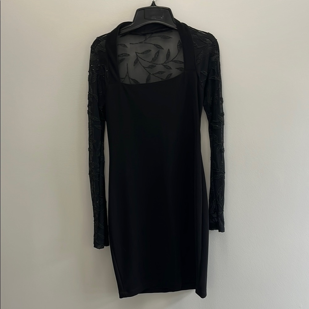 Hugo Buscati Black Square Neck Bodycon Dress